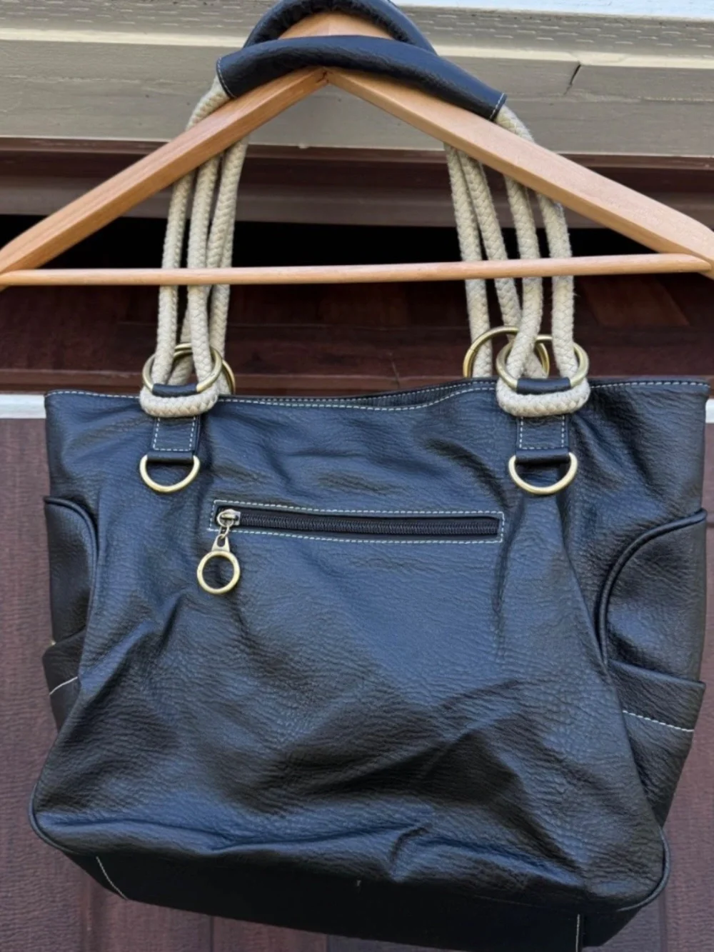 D&G Dolce and Gabbana vintage black leather tote bag